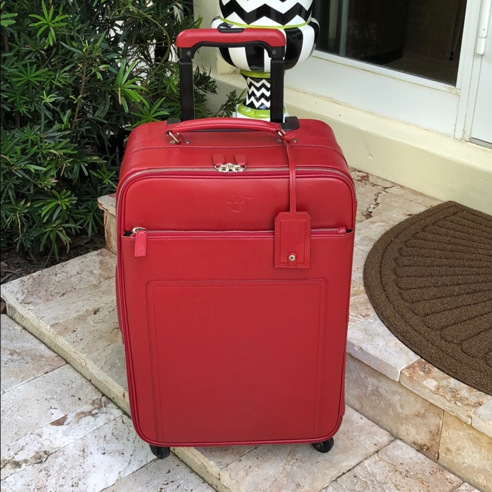 Canali Red Leather Suitcase